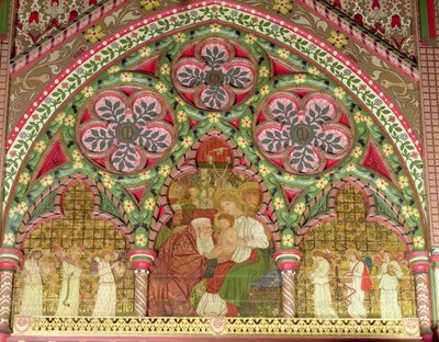 Adoration of the Magi, alttaritaulu, William Morrisin ja Sir Edward Burne-Jonesin suunnitelmiin, 1861-62 tekijältä George Campfield